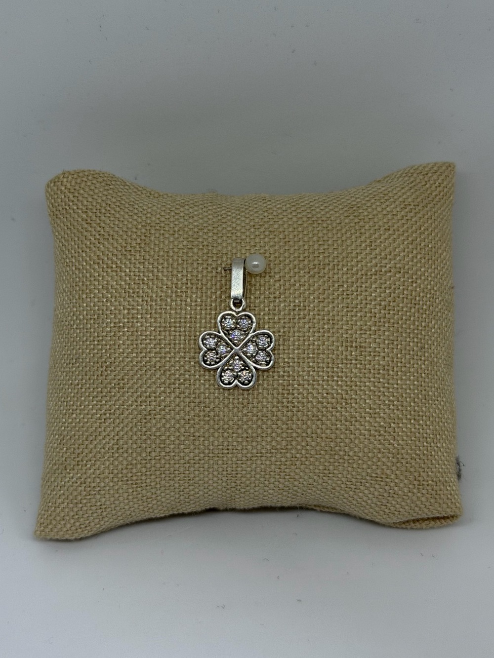 CZ Four-Leaf Clover Pendant – 925 Sterling Silver – New